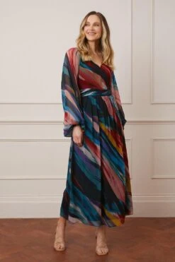 Wallis Abstract Print Balloon Sleeve Midaxi Dress