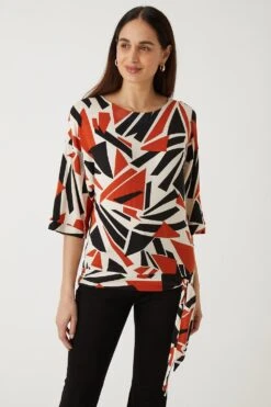 Wallis Multi Abstract Tie Front Jersey Top