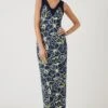 Wallis Navy Floral Jersey Maxi Dress
