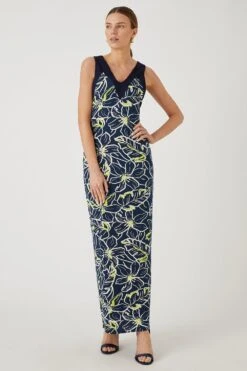 Wallis Navy Floral Jersey Maxi Dress