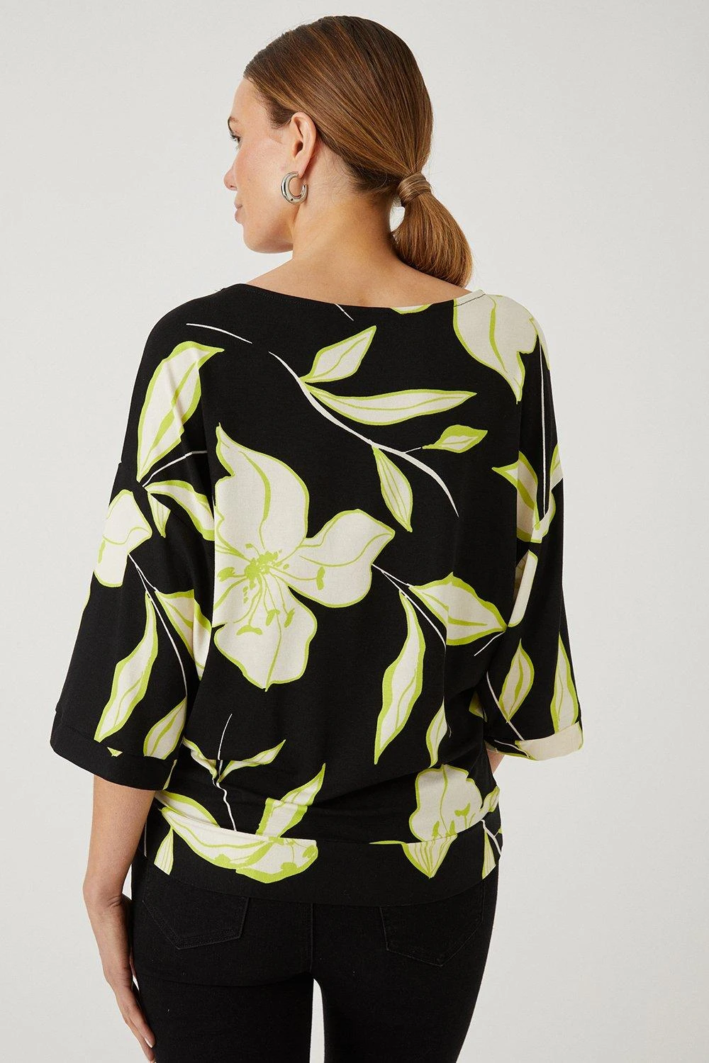 Wallis Black Lily Tie Front Jersey Top - Image 3