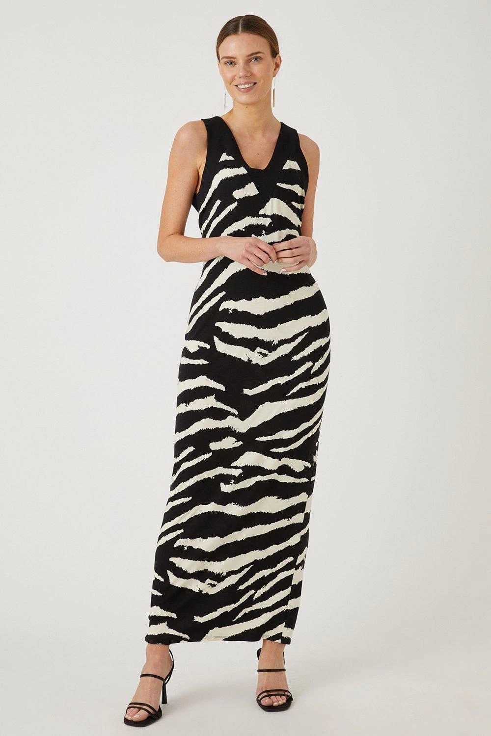 Wallis Black Zebra Jersey Maxi Dress