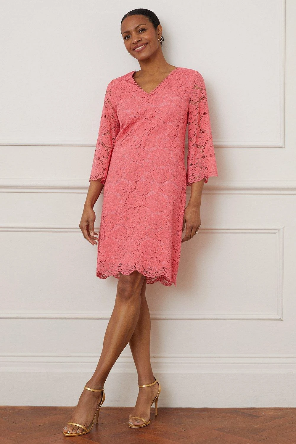 Wallis Lace 3/4 Sleeve Shift Dress