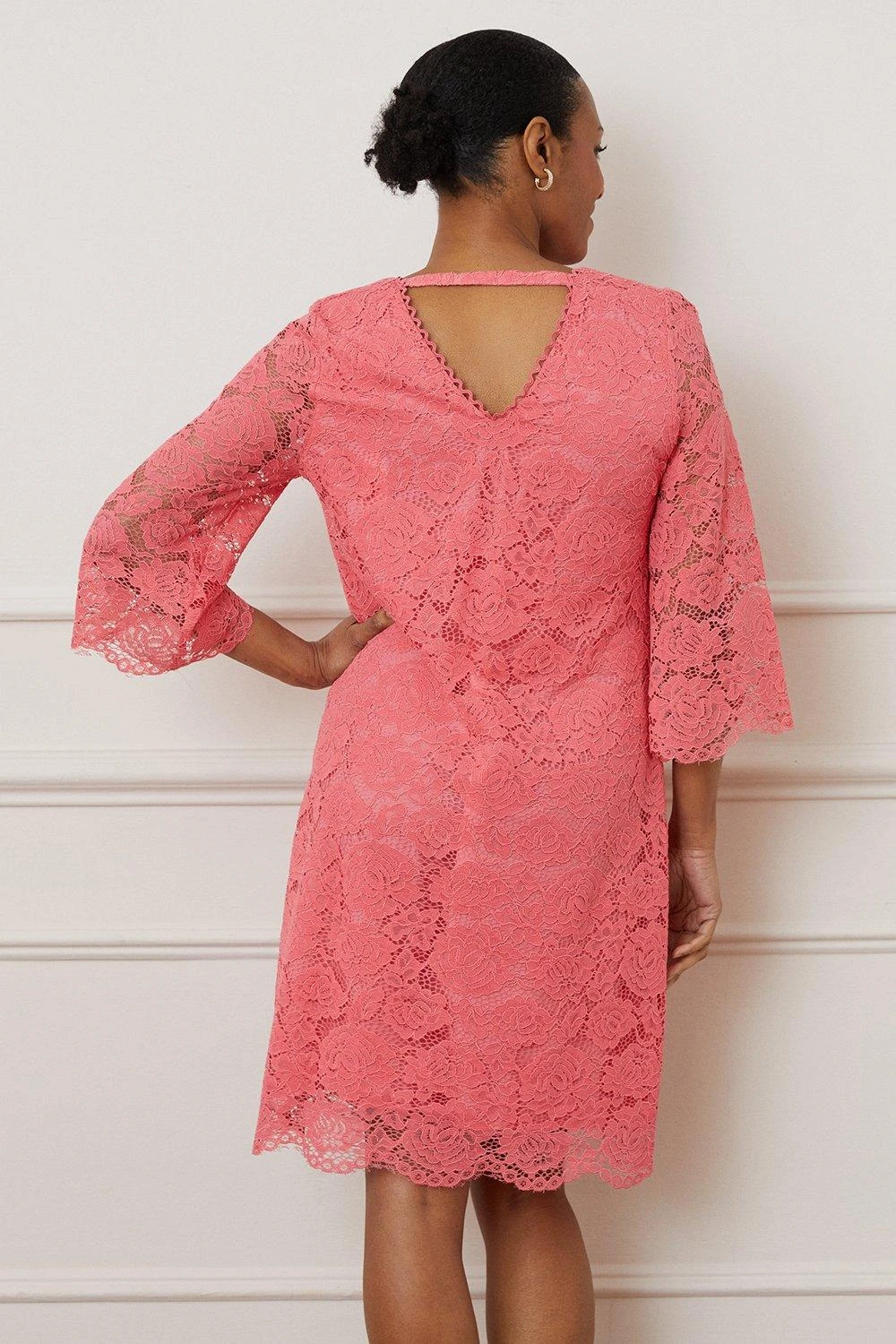 Wallis Lace 3/4 Sleeve Shift Dress - Image 3