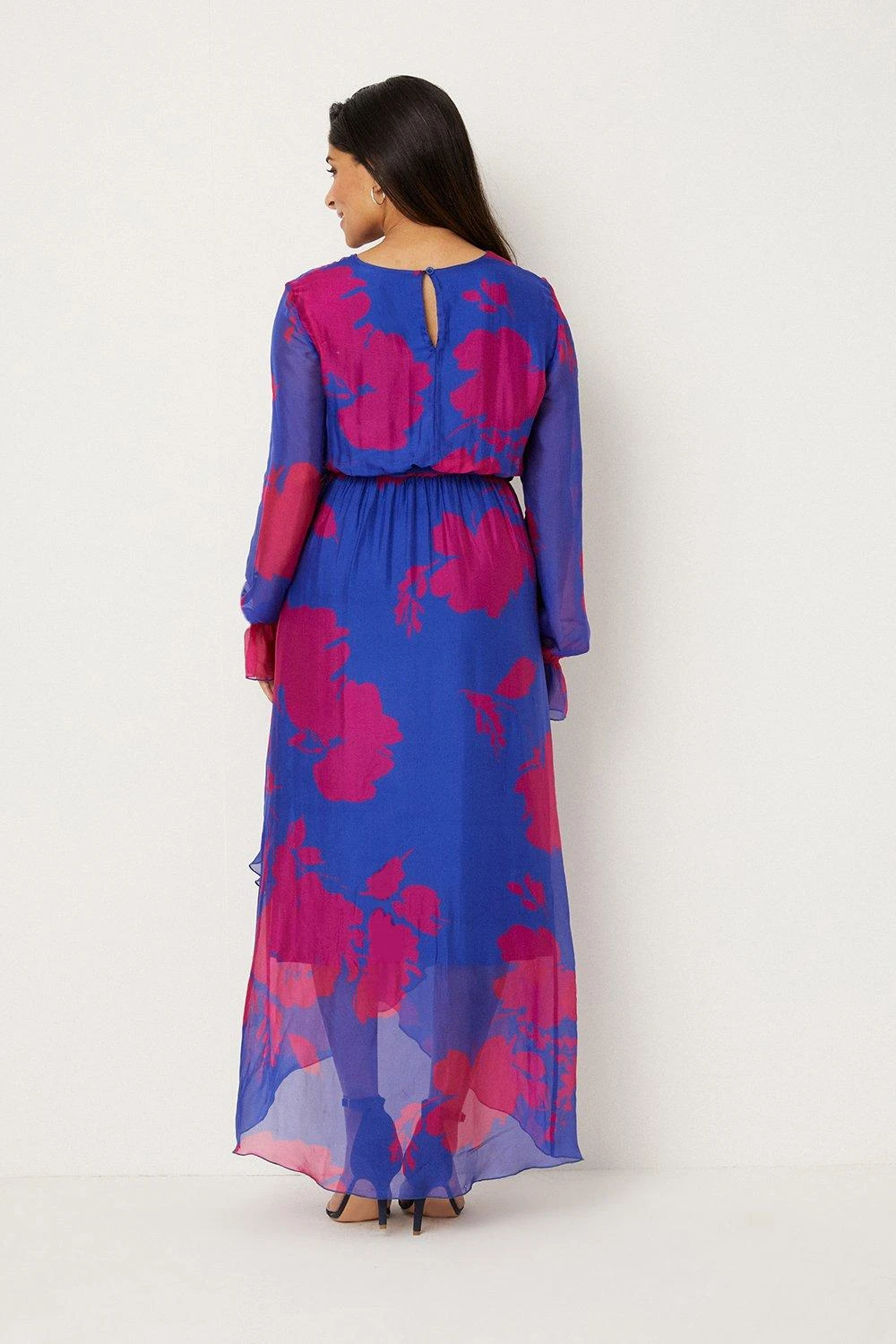 Wallis Petite Silk Mix Pink Floral Wrap Dress - Image 3