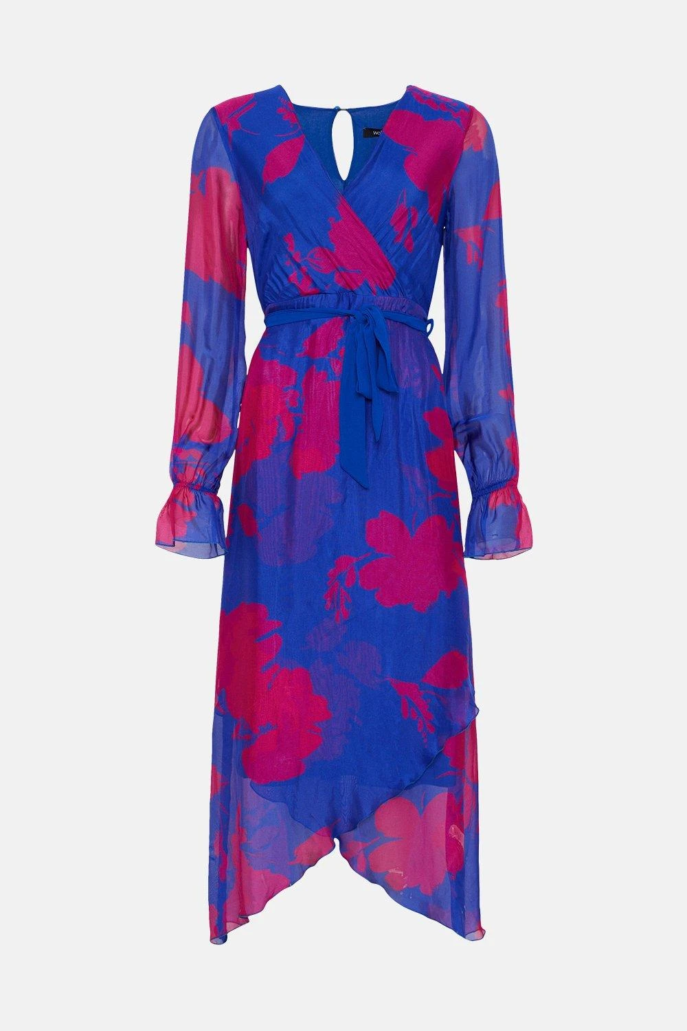 Wallis Petite Silk Mix Pink Floral Wrap Dress - Image 5