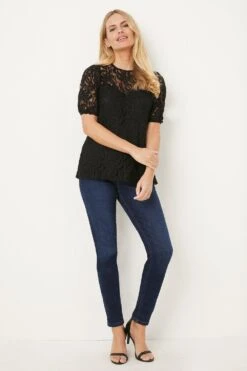 Wallis Petite Lace Short Sleeve Top