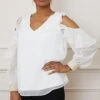 Wallis Foil Cuff Cold Shoulder Top