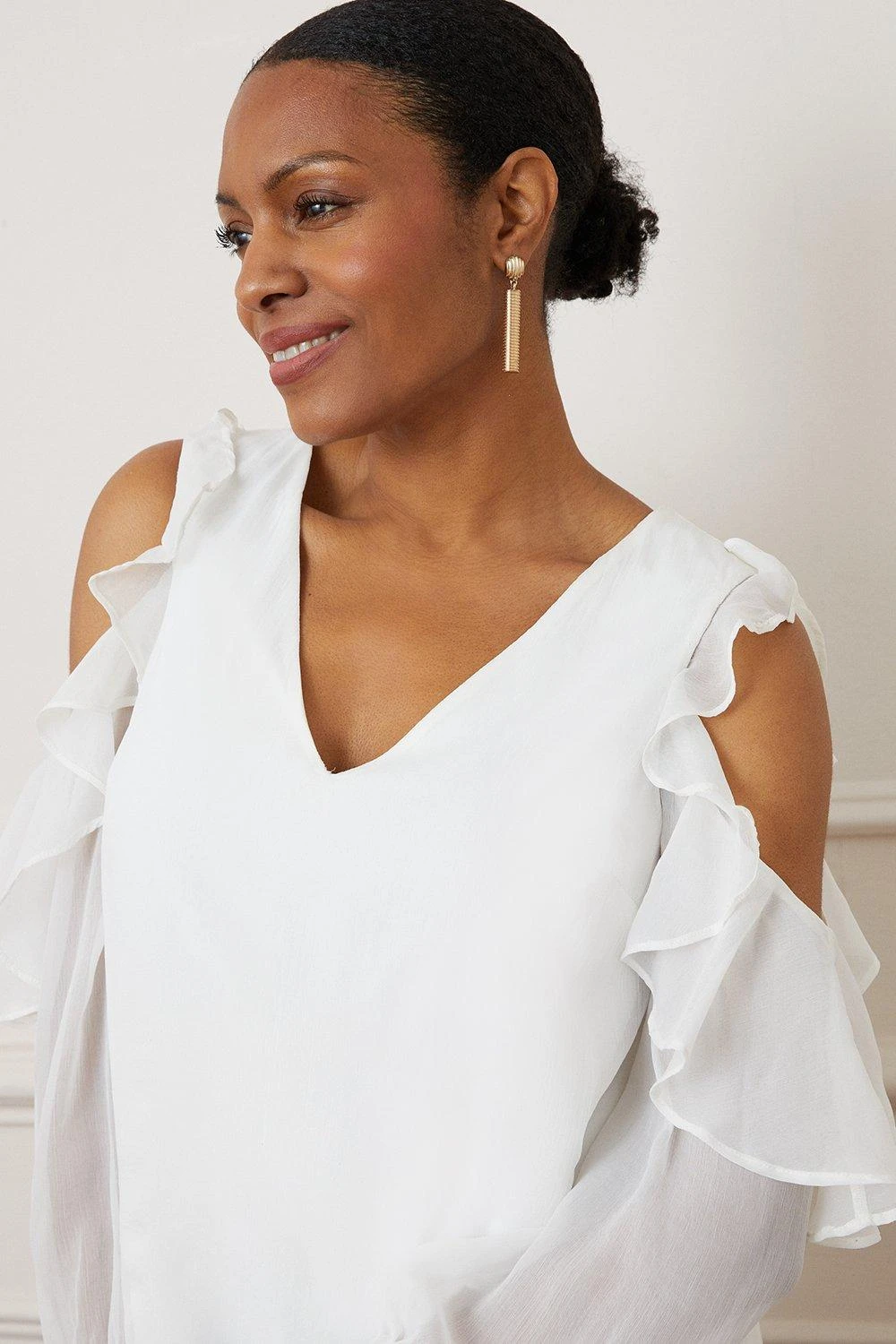 Wallis Foil Cuff Cold Shoulder Top - Image 2