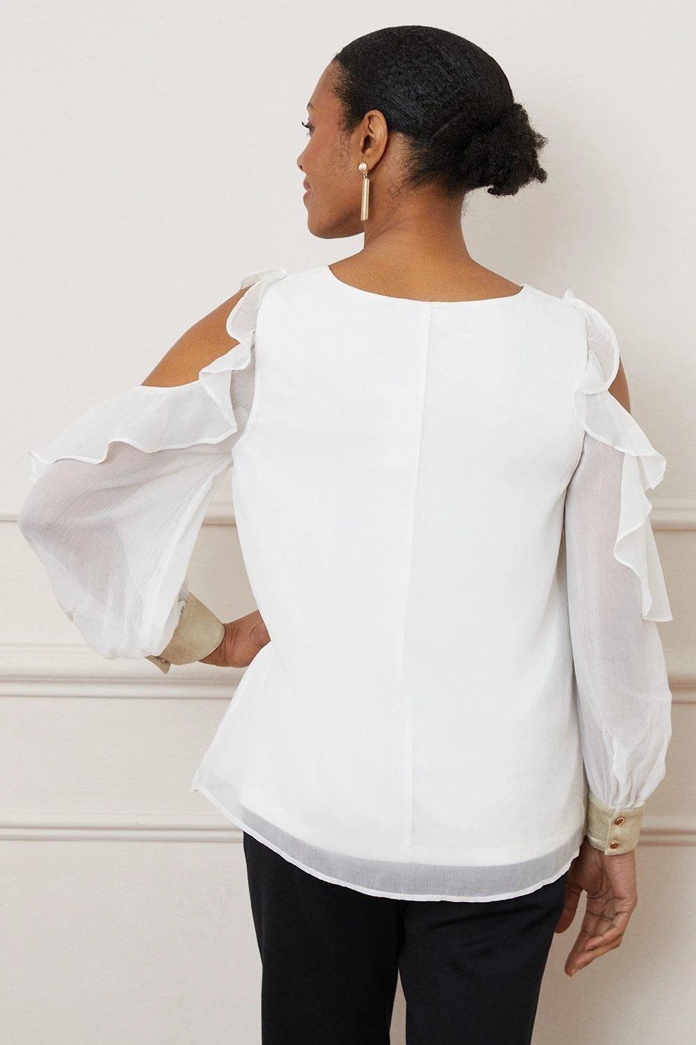 Wallis Foil Cuff Cold Shoulder Top - Image 3