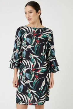 Wallis Black Palm Shift Dress