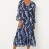 Wallis Tall Blue Animal Tea Midi Dress