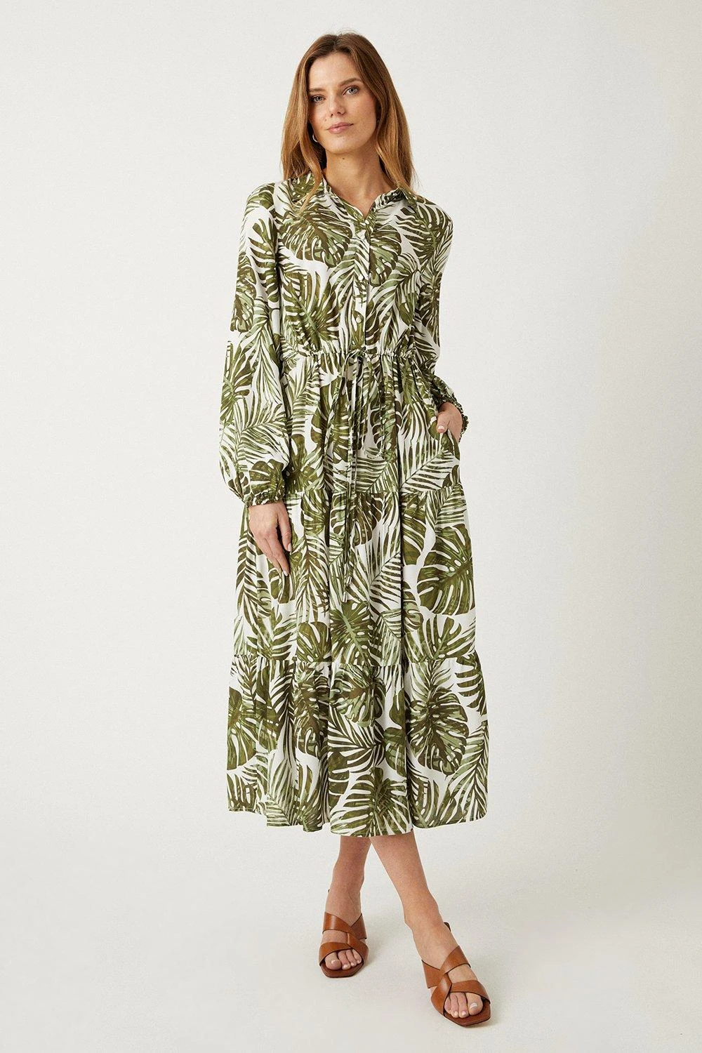 Wallis Tropical Print Smock Midi