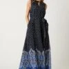 Wallis Blue Paisley Border Sleeveless Maxi Dress