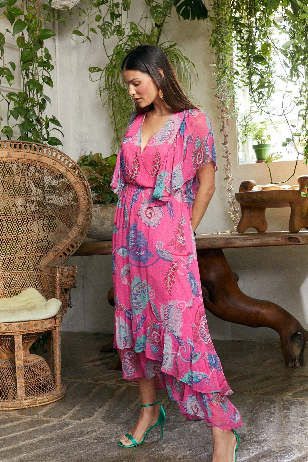 Wallis Zandra Rhodes Jungle Flower Ruffle Midaxi Dress
