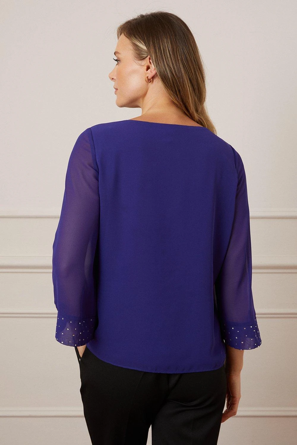 Wallis 3/4 Sleeve Hotfix Cuff Overlay Top - Image 3