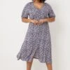 Wallis Curve Navy Fan Button Through Jersey Midi Dress