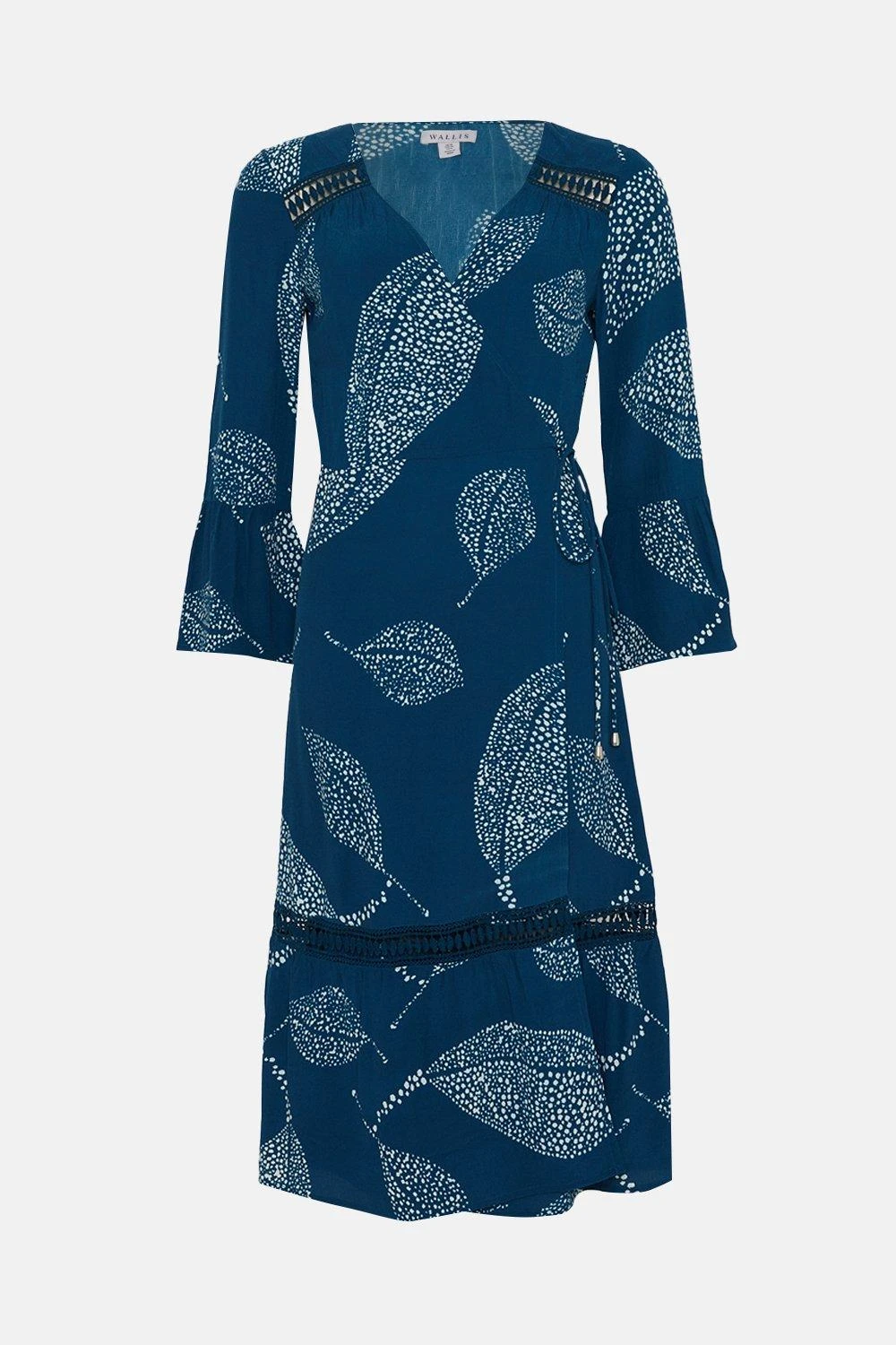 Wallis Petite Navy Leaf Wrap Dress - Image 4