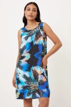 Wallis Petite Blue Floral Print Sleeveless Shift Dress