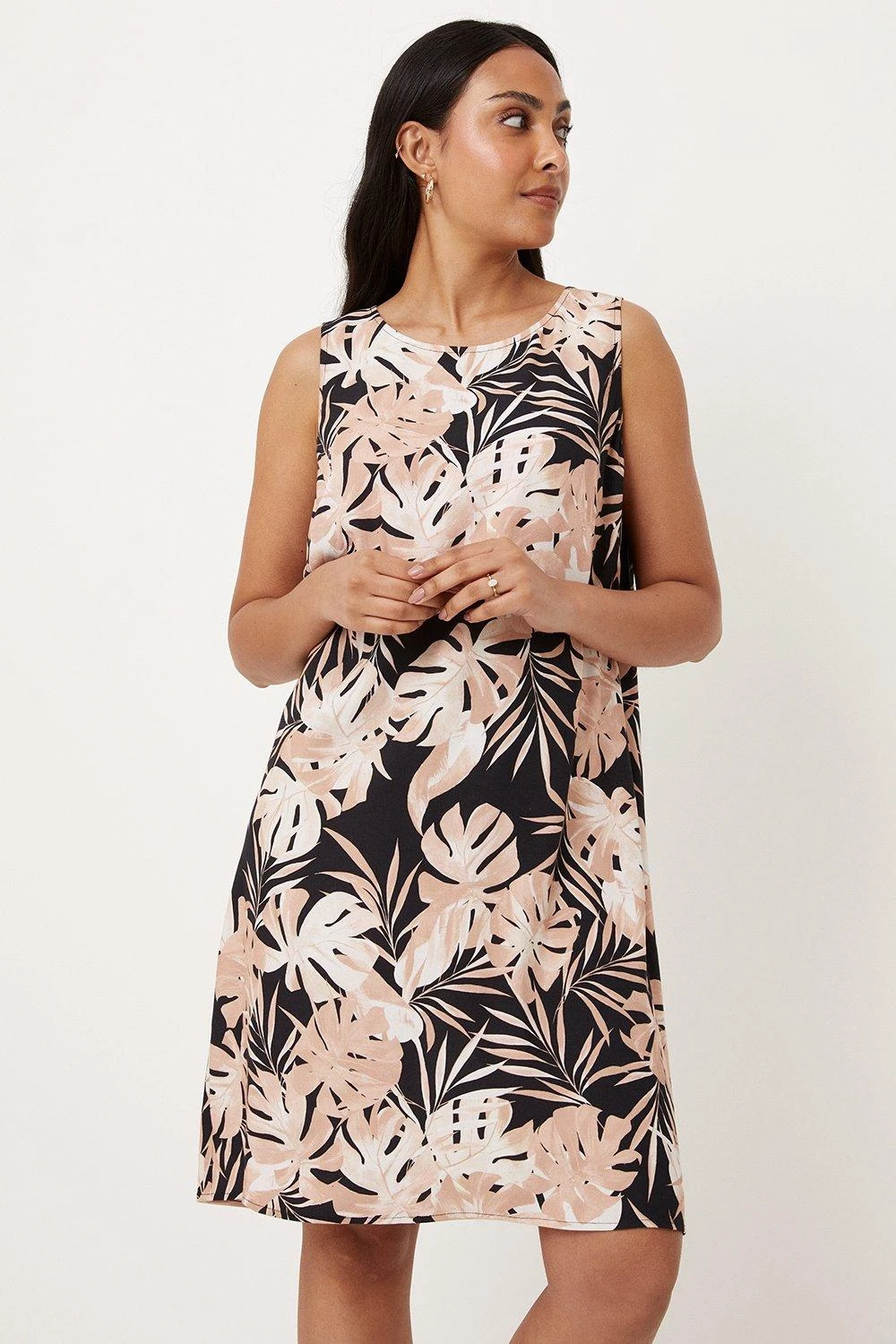 Wallis Petite Neutral Palm Sleeveless Shift Dress