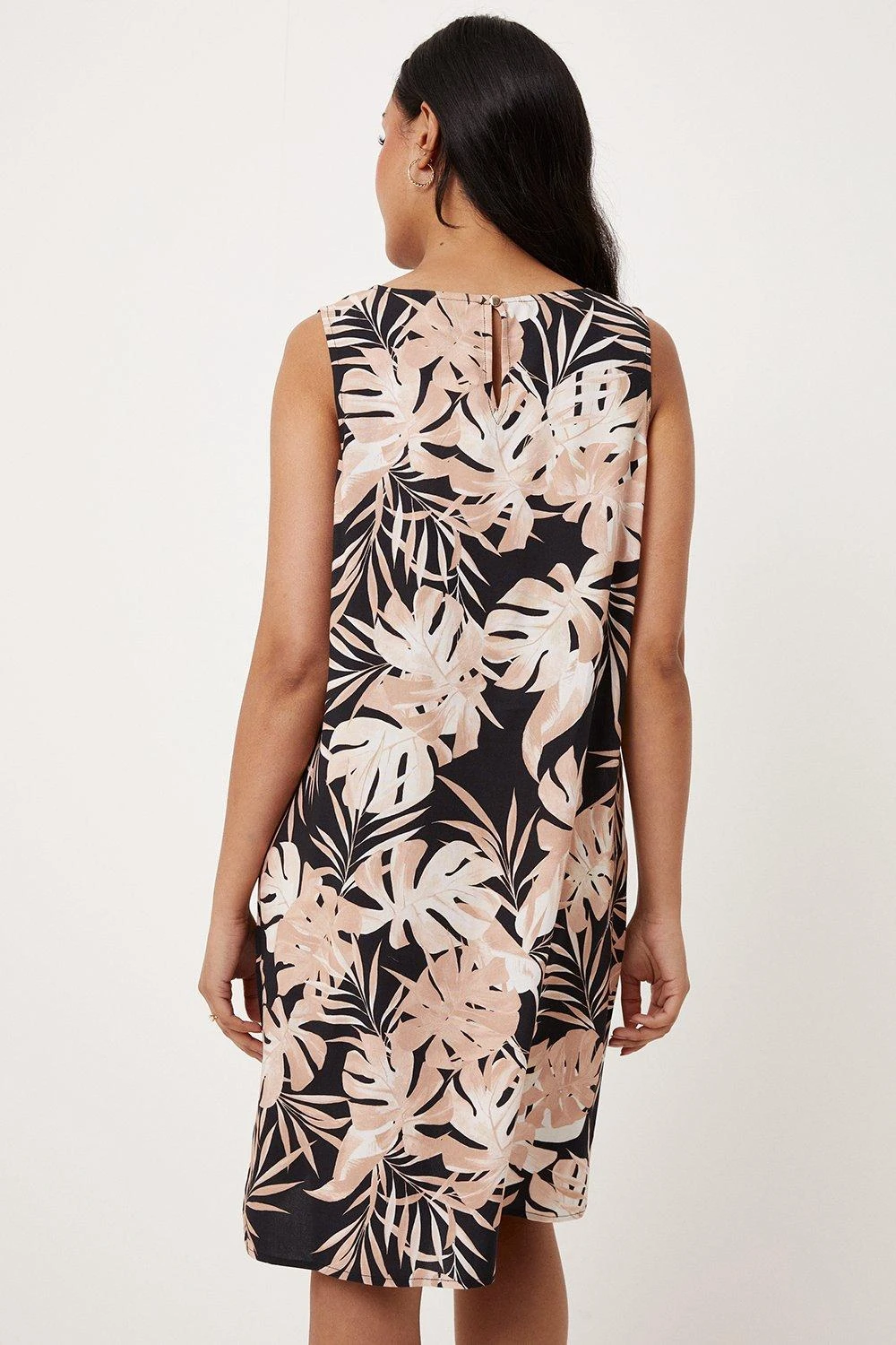 Wallis Petite Neutral Palm Sleeveless Shift Dress - Image 3