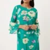 Wallis Petite Green Floral Flute Sleeve Shift Dress
