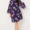 Wallis Curve Navy Tropical Floral Shift Dress