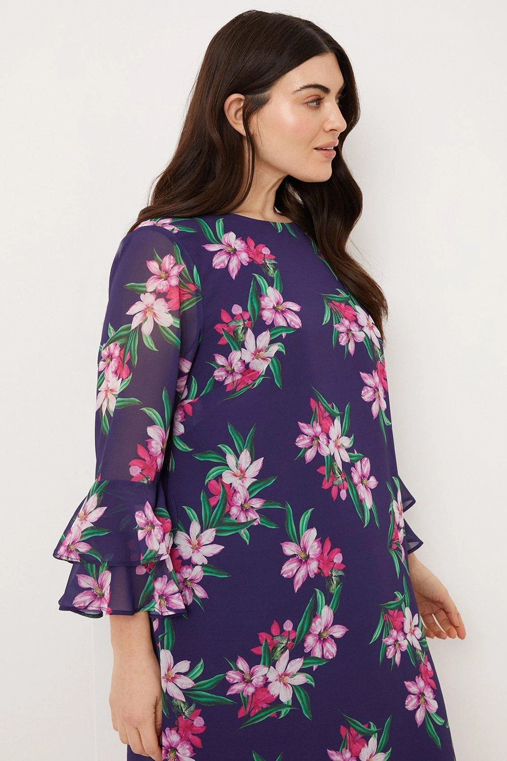 Wallis Curve Navy Tropical Floral Shift Dress - Image 2
