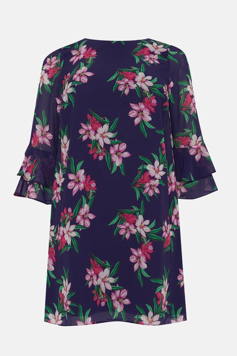 Wallis Curve Navy Tropical Floral Shift Dress - Image 4