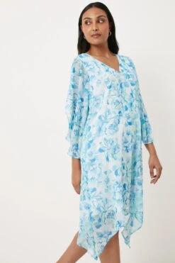 Wallis Petite Printed Split Sleeve Overlay Shift Dress