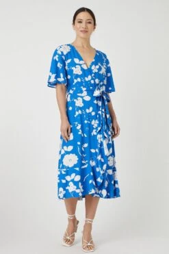 Wallis Blue Floral Wrap Dress