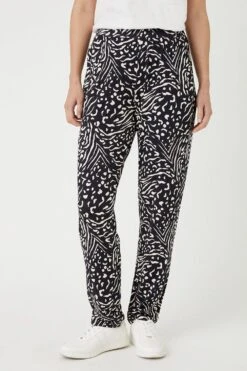 Wallis Black Animal Jersey Pull On Trousers