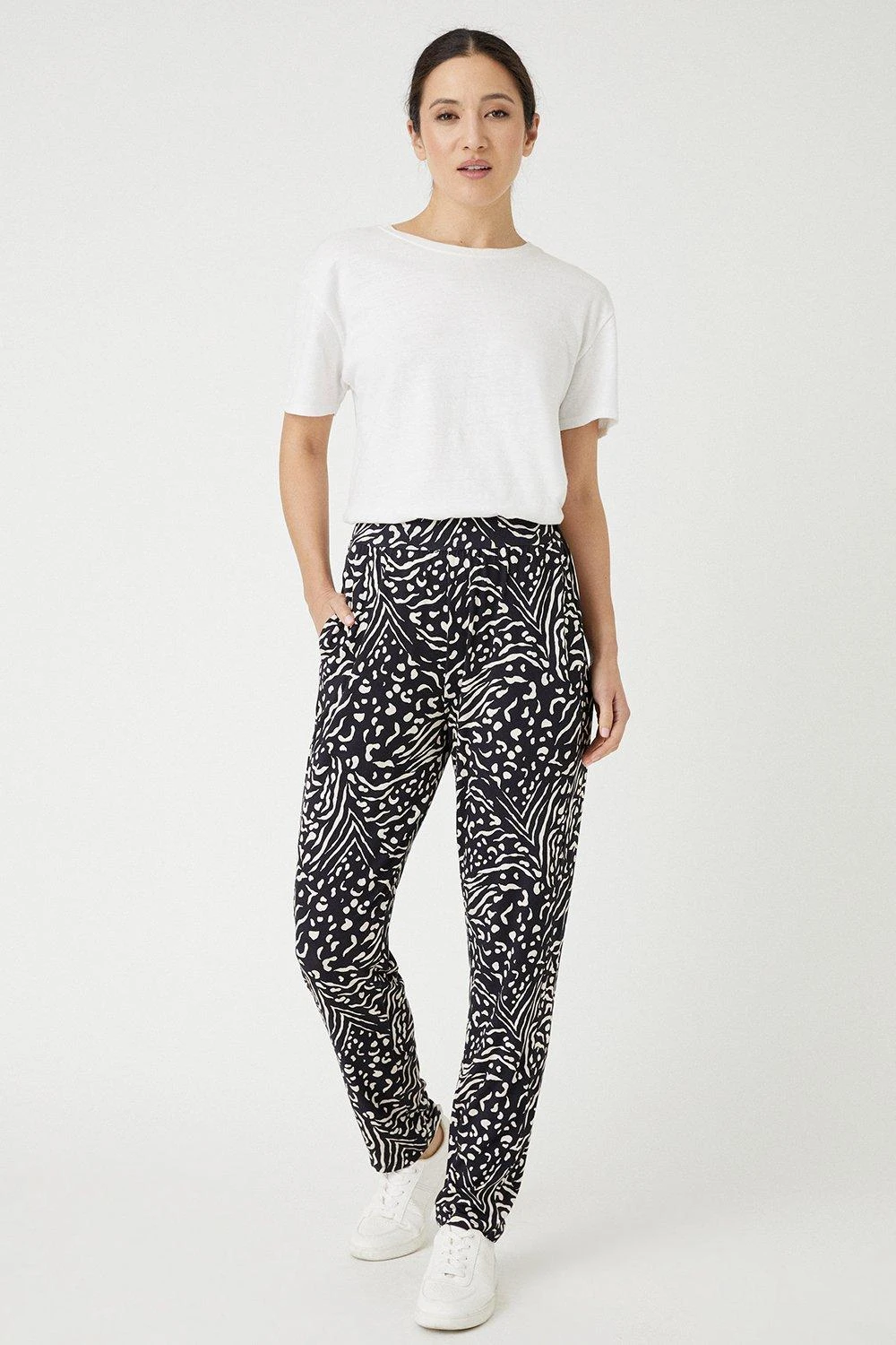 Wallis Black Animal Jersey Pull On Trousers - Image 2