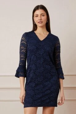 Wallis Lace Flute Sleeve Shift Dress