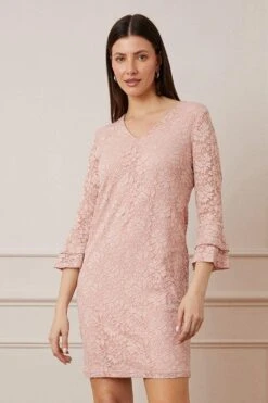 Wallis Lace Flute Sleeve Shift Dress