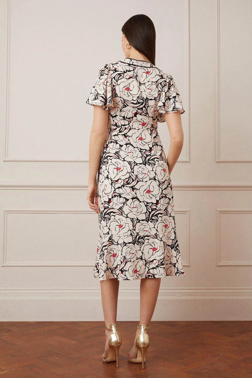 Wallis Floral Contrast Piping Wrap Midi Dress - Image 3