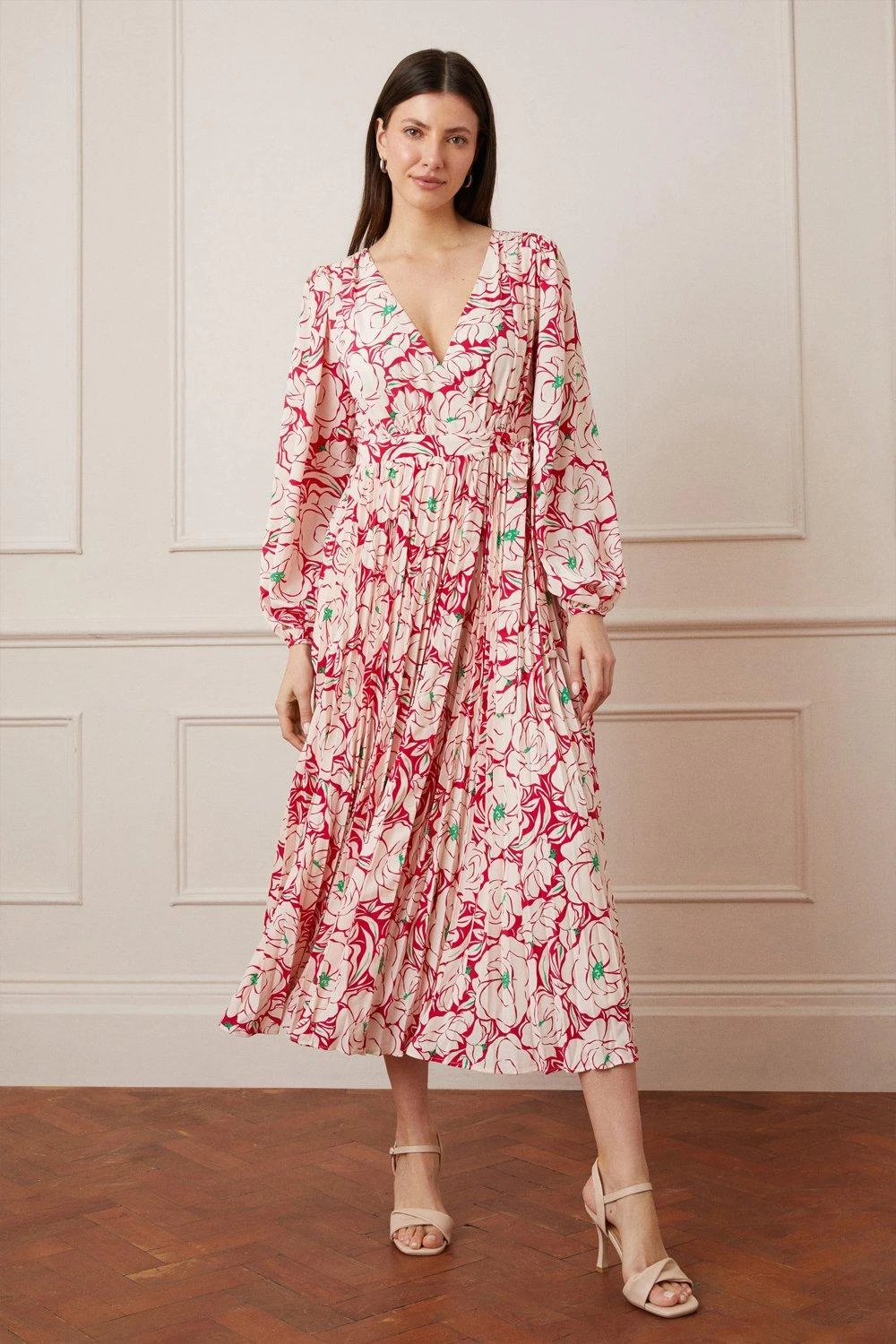 Wallis Floral Wrap Pleated Maxi Dress
