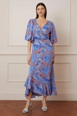 Wallis Tall Mirco Animal Print Balloon Sleeve Midi Dress