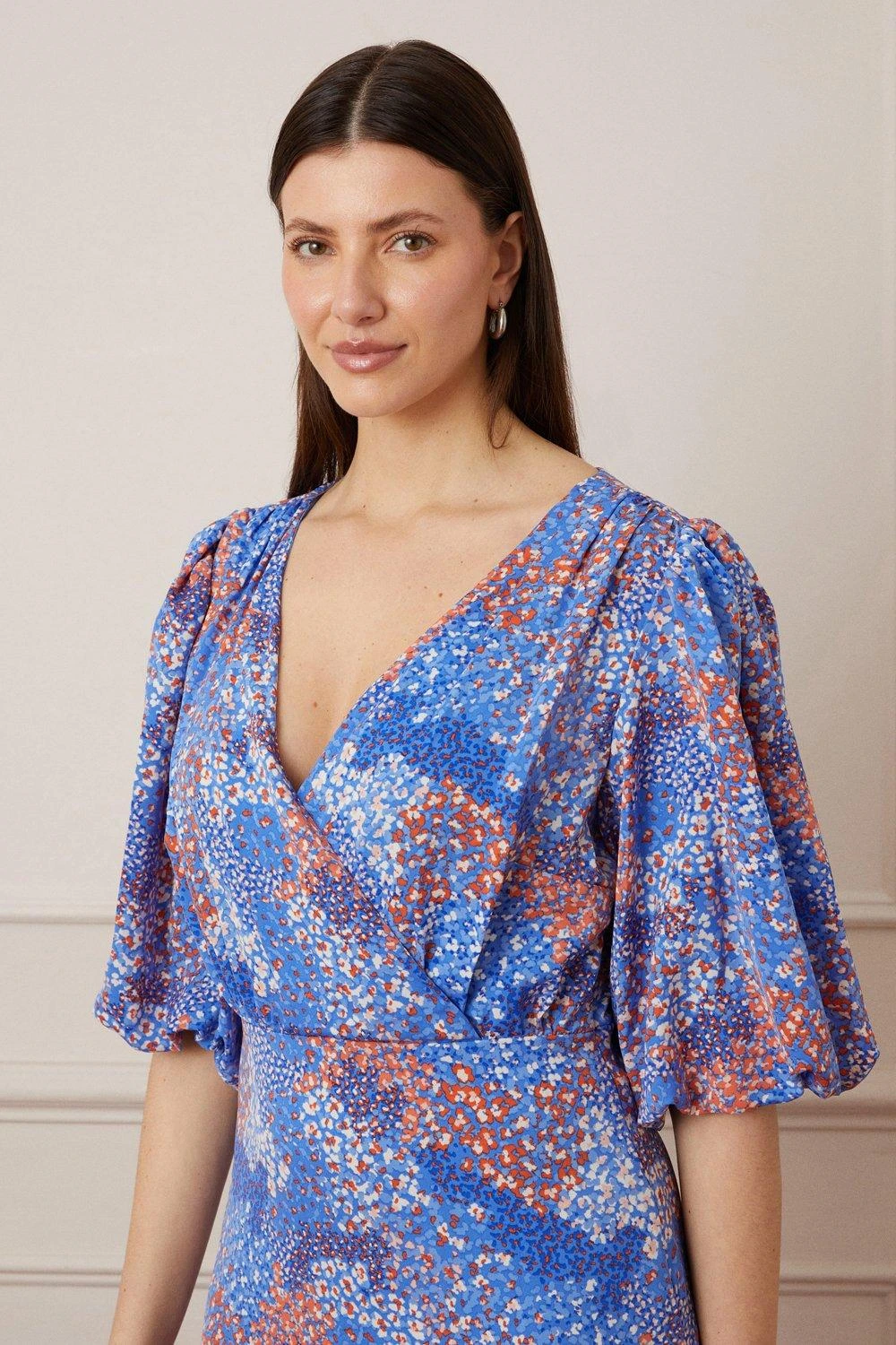 Wallis Tall Mirco Animal Print Balloon Sleeve Midi Dress - Image 2