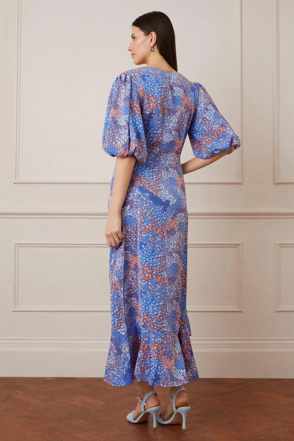 Wallis Tall Mirco Animal Print Balloon Sleeve Midi Dress - Image 3