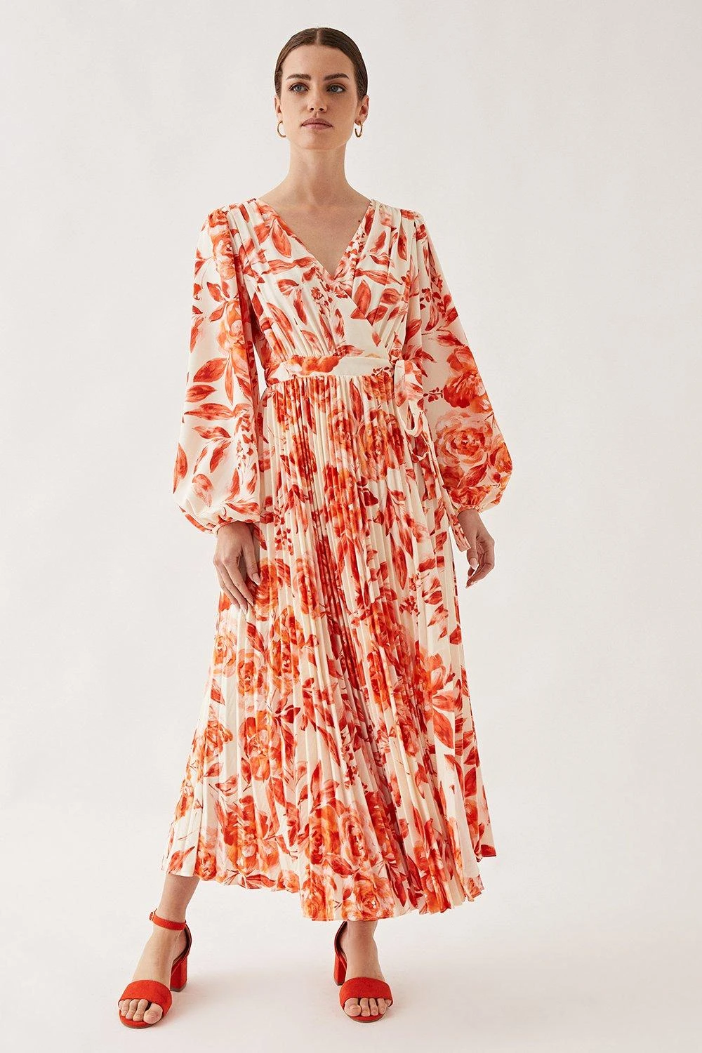 Wallis Petite Floral Wrap Pleated Maxi Dress