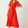 Wallis Red Tie Front Midi Dress