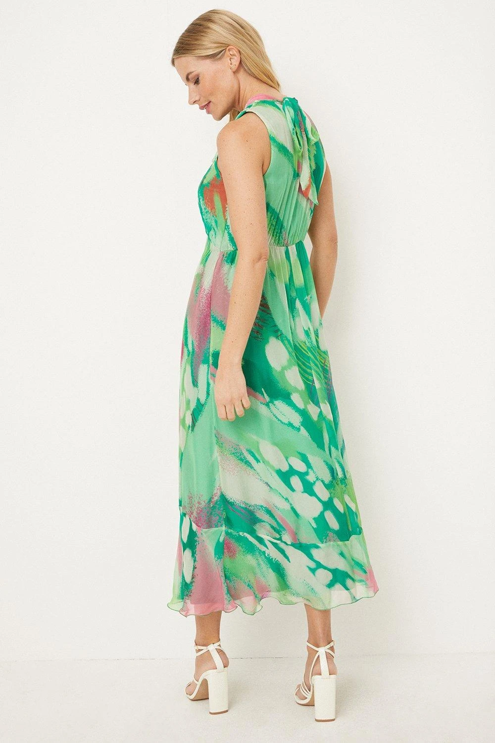 Wallis Petite Green Abstract Silk Mix Sleeveless Midaxi Dress - Image 3