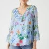 Wallis Blue Floral Ruffle Sleeve Top