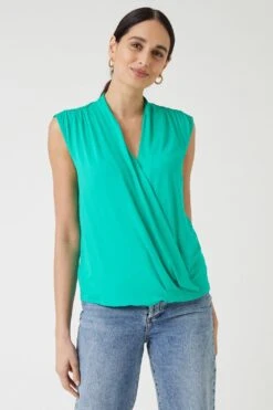 Wallis Jersey Sleeveless Wrap Top