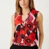 Wallis Red Floral Sleeveless Shell Top