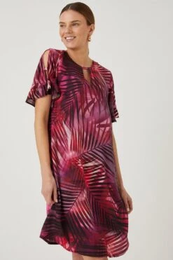 Wallis Red Leaf Tropical Shift Dress