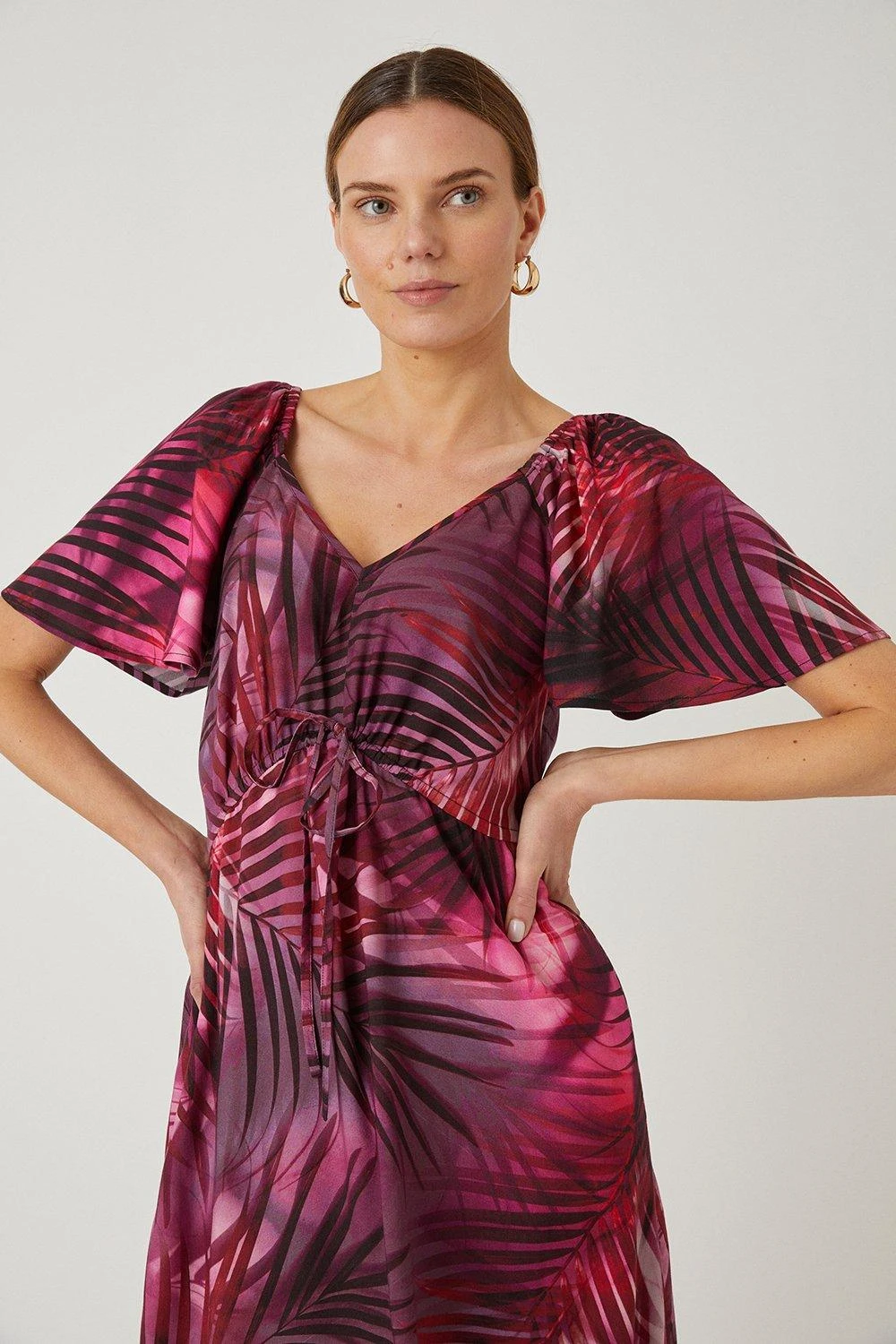 Wallis Red Tropical Angel Sleeve Printed Maxi - Image 2