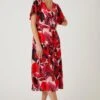 Wallis Red Floral Tie Waist Midi Dress
