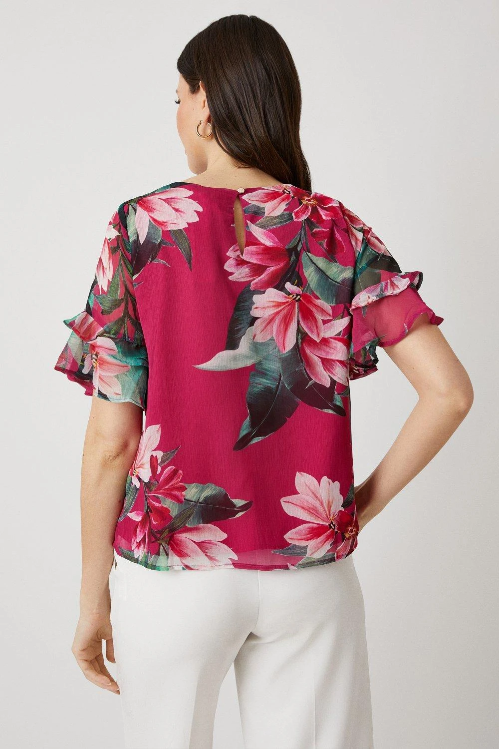 Wallis Petite Pink Floral Angel Sleeve Top - Image 3